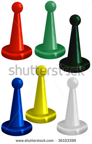 Game Night   Six Colorful Clipart Board Game Pieces  Stock Photo