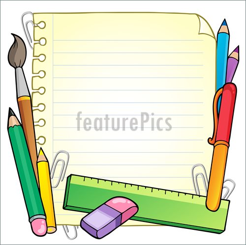 Illustration Of Notepad Blank Page And Stationery 1  Vector Clip Art