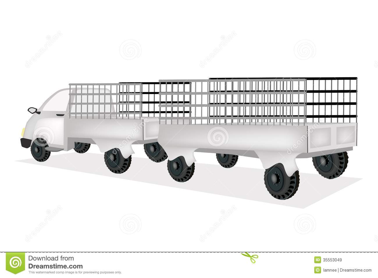 Illustration Of Truck Towing A Utility Trailer Or Goods Trailer For