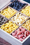 Italian Pasta Assortment Of Different Colors Background Stock Image