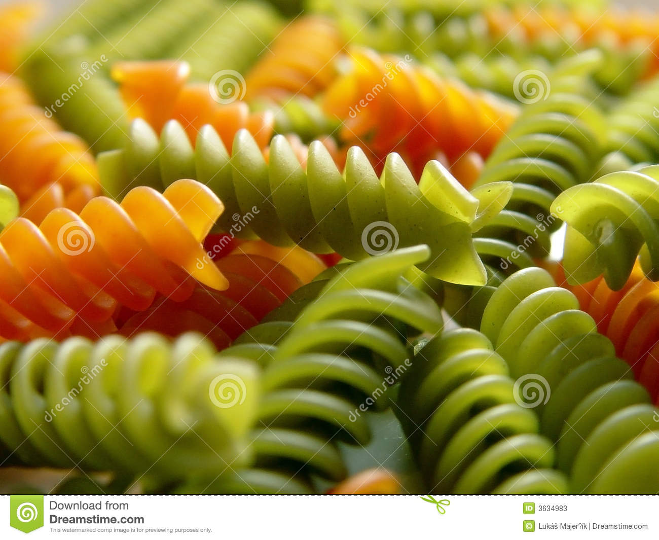 Italian Pasta Fusilli Red And Green 3 Stock Photos   Image  3634983