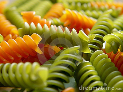 Italian Pasta Fusilli Red And Green 3 Stock Photos   Image  3634983