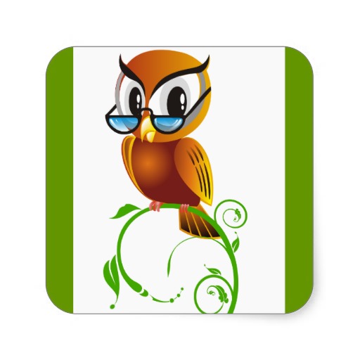 Lechuza Vector Clipart Cartoon Owl Teacher Smart Square Sticker