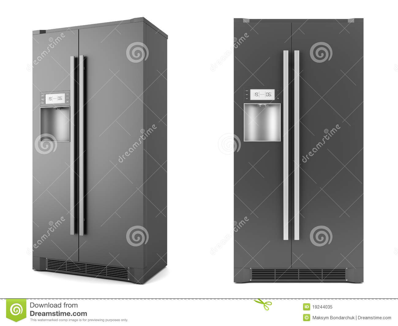 Modern Black Refrigerator Isolated On White Royalty Free Stock Photo