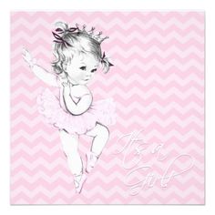 Pink Ballerina Themed Baby Shower Invitations   Baby Ballerina In A