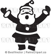 Royalty Free Black And White Retro Vector Clip Art Of A Hollering