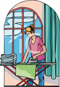 Royalty Free Clipart Image  Woman Ironing Sheets