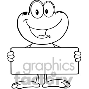 Royalty Free Rf Clipart Illustration Black And White Cute Frog Cartoon