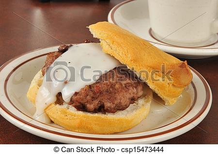 Sausage Patty Clip Art A On Fresh Baked Biscuit With