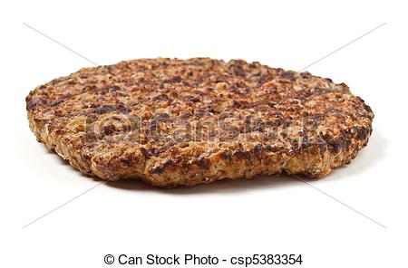 Stock Photo Of Beef Patty   Cooked Minced Beef Patty Isolated On White