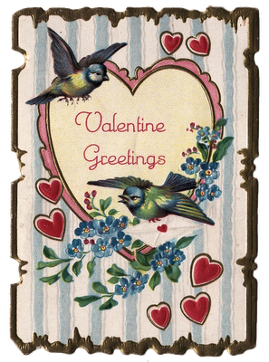 This Is A Cute Vintage Valentine With 2 Little Birds  A Multitude Of