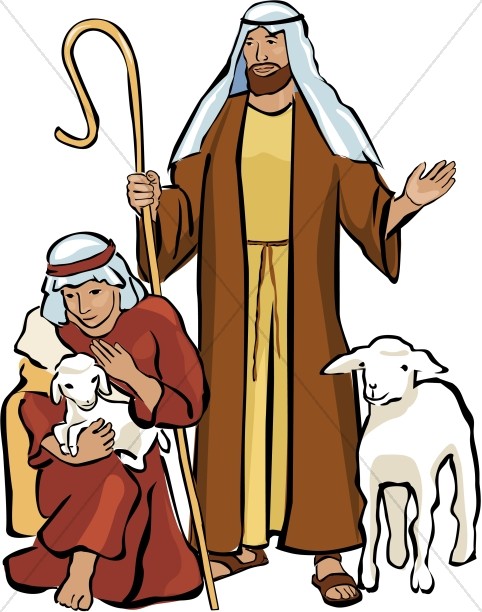 Two Shepherds And Two Lambs