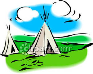 Two Teepees In A Field   Royalty Free Clipart Picture
