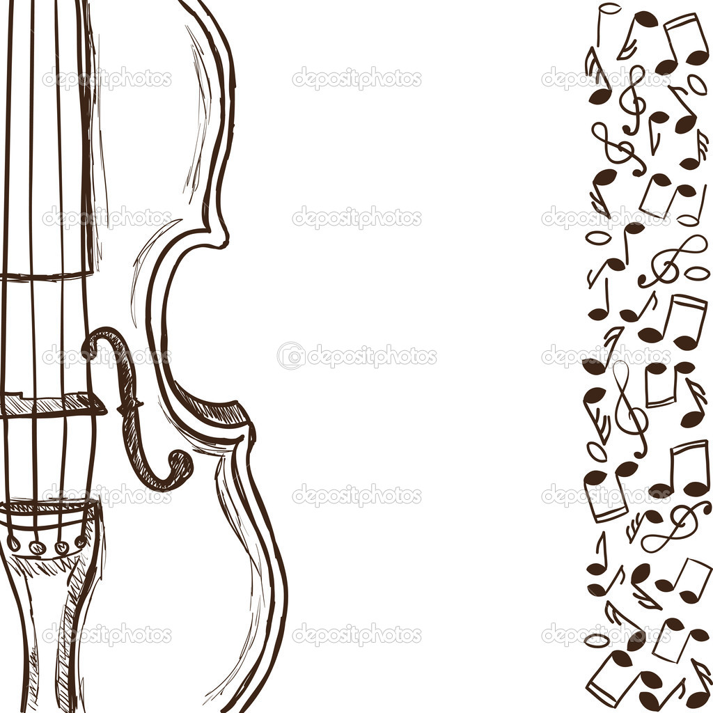 Violin Or Bass And Music Notes   Stock Vector   Kytalpa  12678704