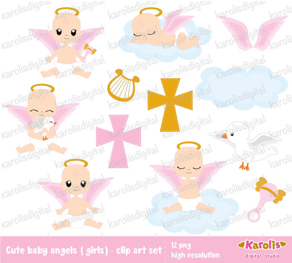 Baby Angel For Girls Baptism  Religious   Clip Art Set   Personal
