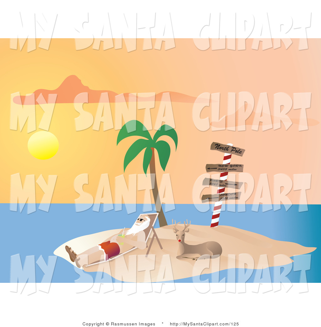 Christmas Clip Art Of Santa Claus Vacationing And Relaxing On A Lounge