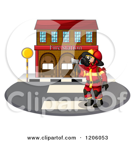 Clipart Of A Cartoon Happy White Fireman Cheering By A Hydrant    
