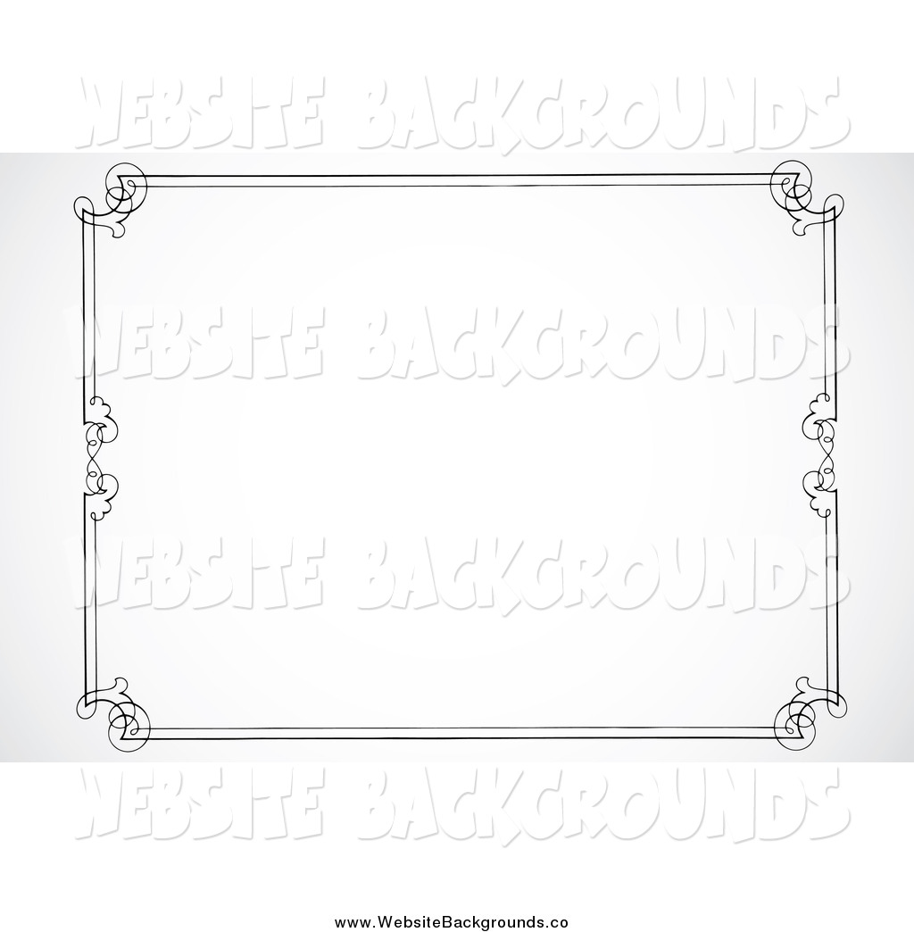 Clipart Of A Thin Border Frame With Swirly Corners Over Gray By