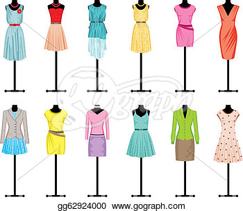 Different Fashionable Women S Clothing   Clipart Drawing Gg62924000