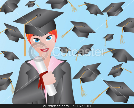 Female Graduation Illustration Stock Vector Clipart Female With