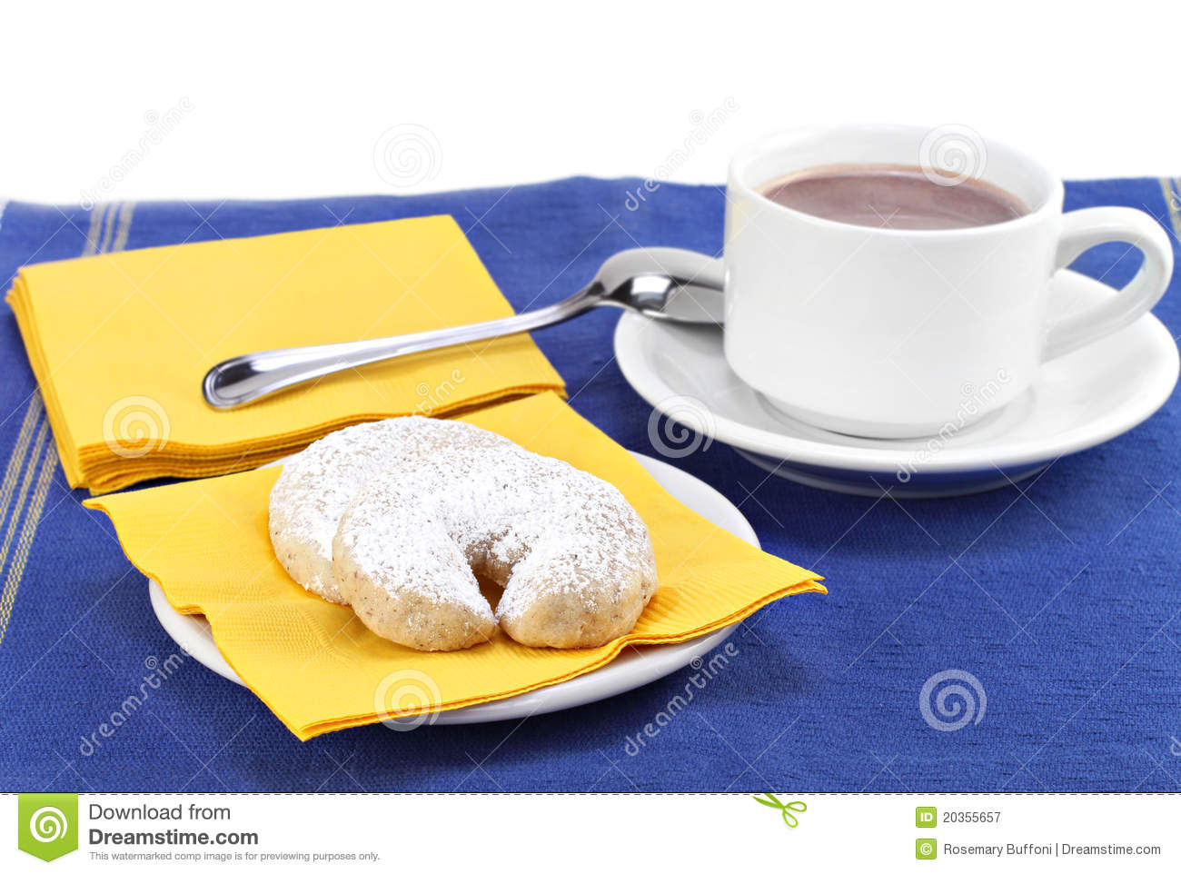 Free Stock Photography  Mexican Wedding Cookies And Hot Chocolate