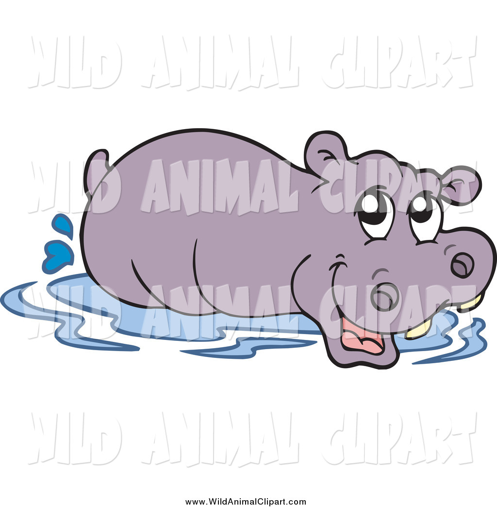 Larger Preview  Clip Art Of A Happy Wading Hippo By Visekart
