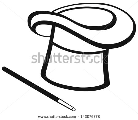 Magic Wand And Hat Isolated On White Background  Silhouette   Stock