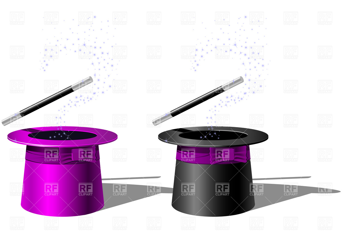 Magician Top Hat And Magic Wand Download Royalty Free Vector Clipart