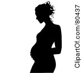 Of A Pregnant Woman In Profile Touching Her Belly By Pams Clipart