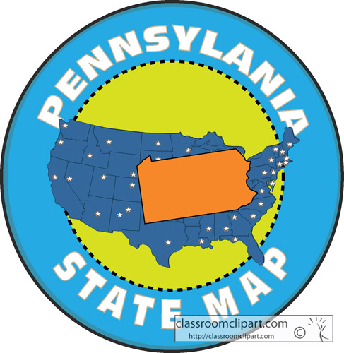 Pennsylvania   Pennsylvania State Map Button   Classroom Clipart