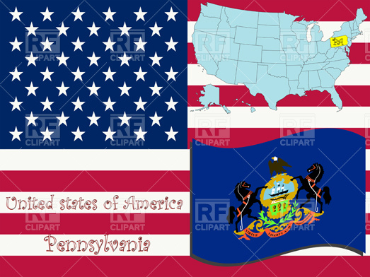 Pennsylvania State Flag And Map 3584 Signs Symbols Maps Download