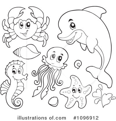 Sea Creatures Clipart Black And White Images   Pictures   Becuo