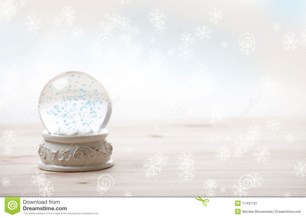 Snow Globe With Snow Flakes Beautiful Ornament