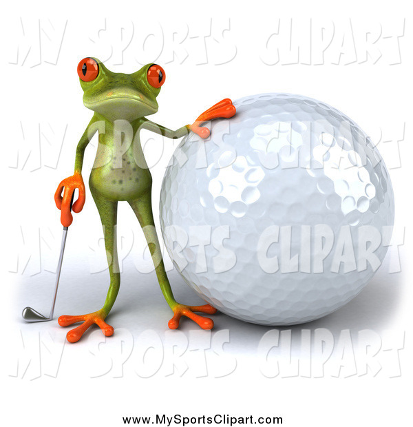 Sports Clip Art Of A 3d Green Frog Beside A Large Golf Ball By Julos