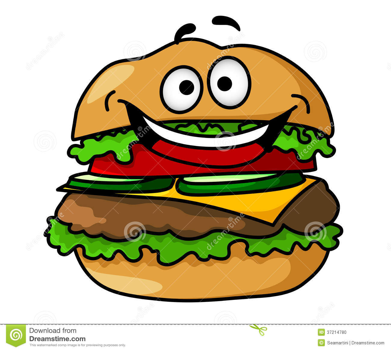 Stock Photo  Happy Cartoon Hamburger With Smiley Face  Image  37214780