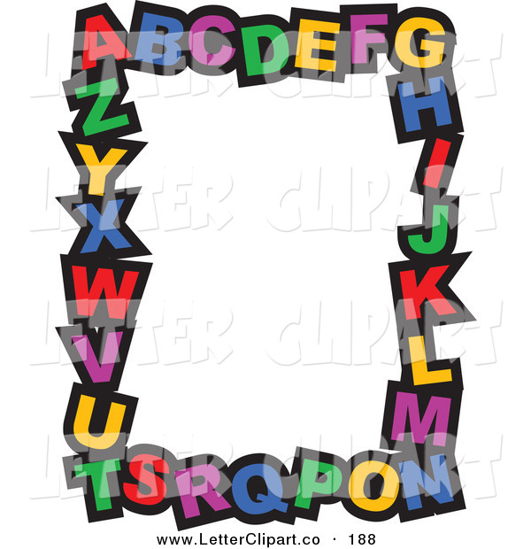 Clip Art Of A Stationery Border Of Colorful Alphabet Letters On Solid    