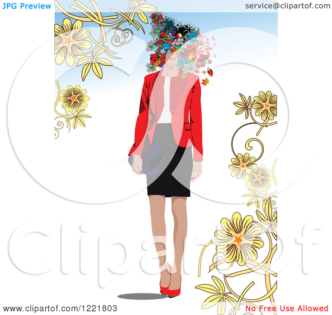 Clipart Of A Woman Modeling Clothes   Royalty Free Vector Illustration