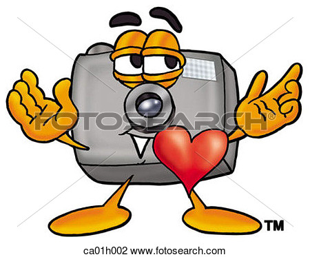 Clipart Of Camera With Heart Ca01h002   Search Clip Art Illustration