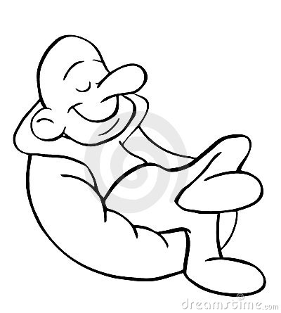     Drawing Of A Cartoon Figure Moertel Relaxing On A Comfortable Chair