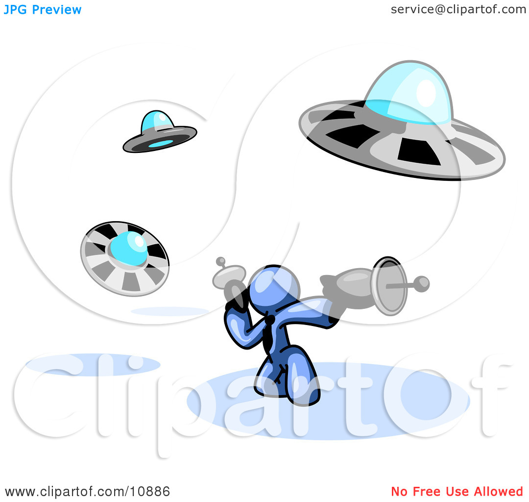 Fighting Off Ufo S With Weapons Clipart Illustration By Leo Blanchette
