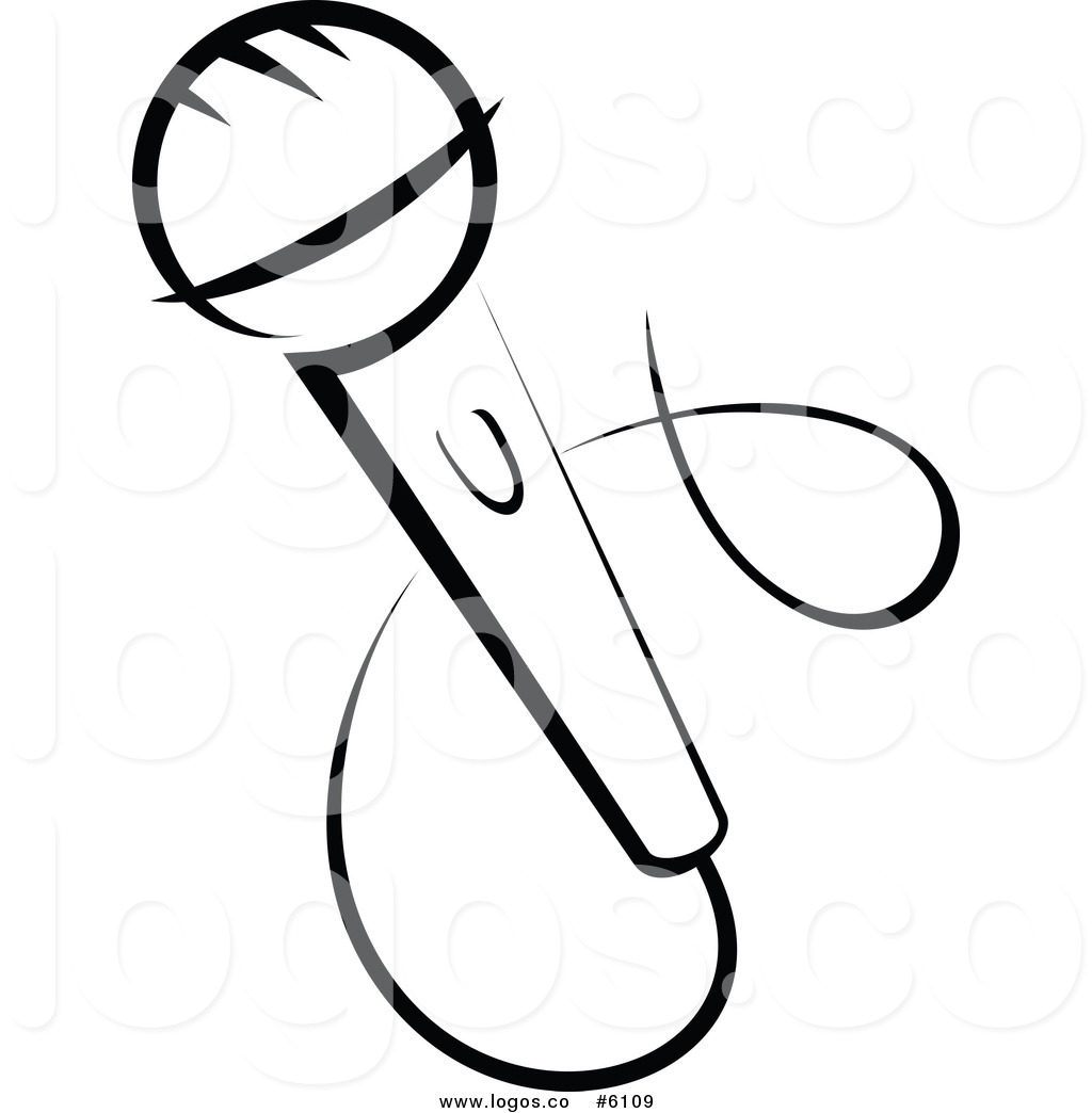     Free Clip Art Vector Logo Of A Black And White Singers Microphone