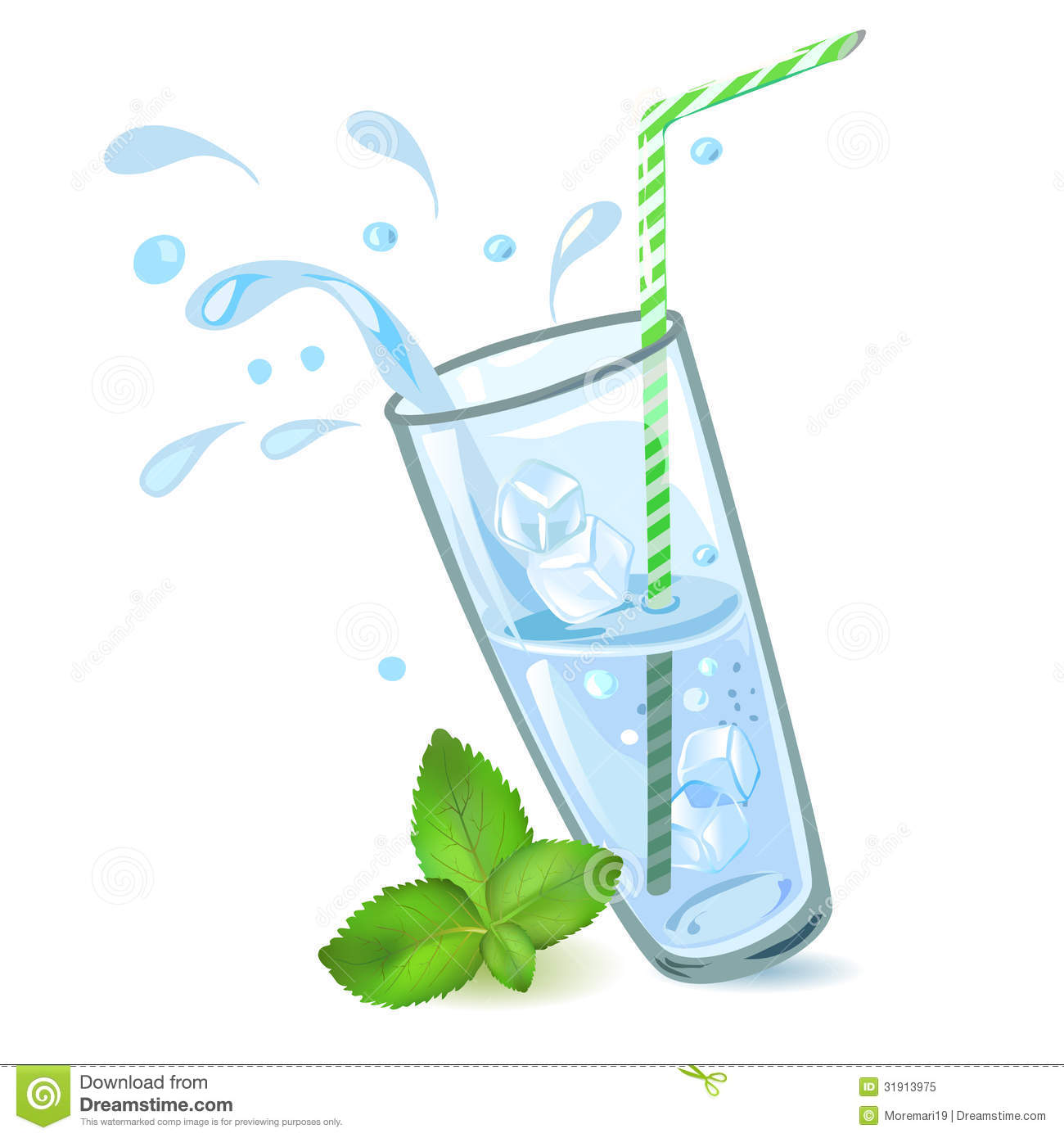 Glass Of Water With Ice And Mint Royalty Free Stock Photo   Image