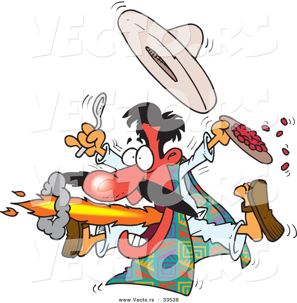 His Mouth While Holding A Plate Full Of Hot Spicy Food By Ron Leishman