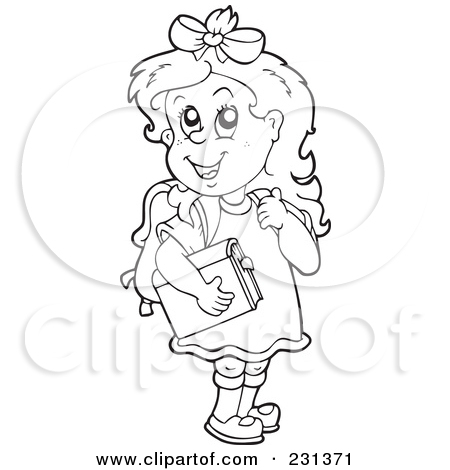 Illustration Of A Coloring Page Outline Of A School Girl By Visekart