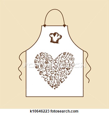Love Cooking  Apron With Kitchen Utensils Sketch For Your Design