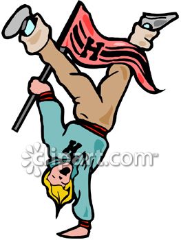 Male Cheerleader Doing A Hand Stand   Royalty Free Clipart Picture