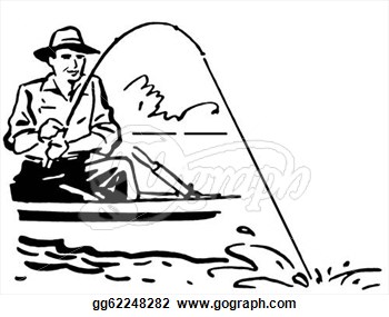 Man Fishing Clip Art Stock Illustration   A Black And White Version Of