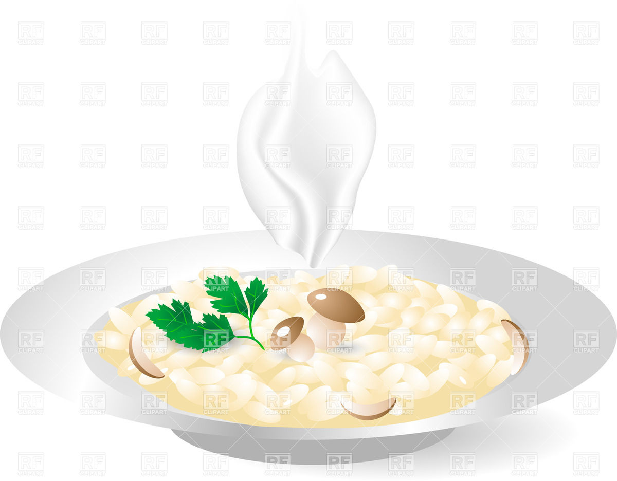 Plate Of Rice With Mushrooms Download Royalty Free Vector Clipart    