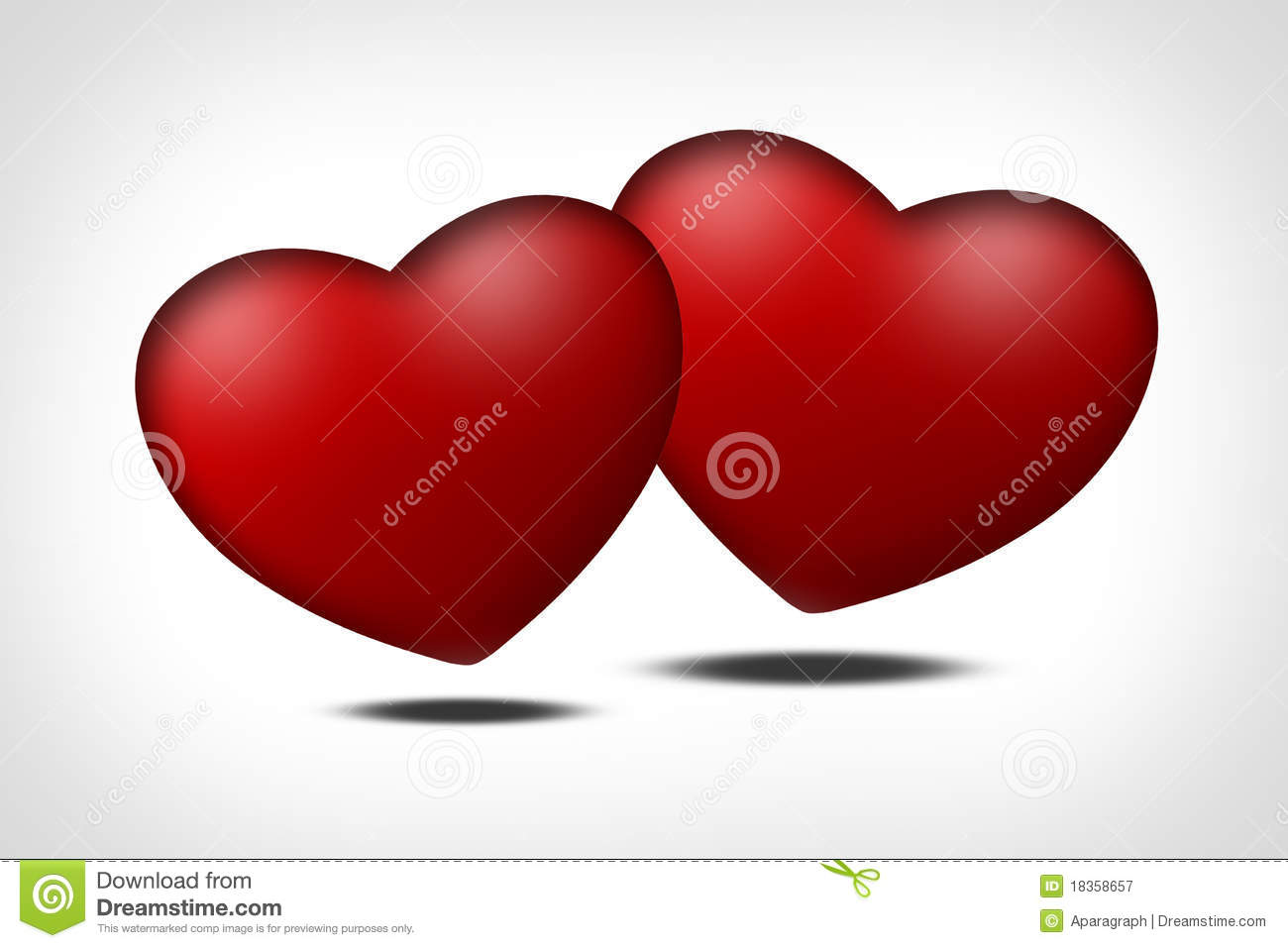 Two Red Hearts   Symbol Of Love Royalty Free Stock Photography   Image