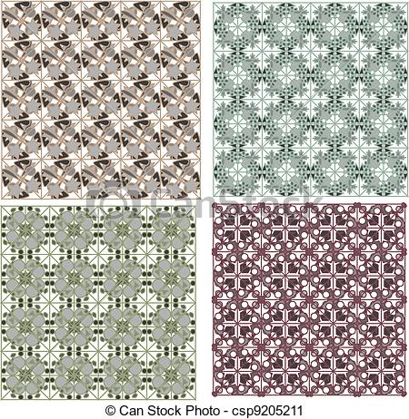 Vector Clip Art Of Set Of Detailed Repeating Damask Patterns   Set Of